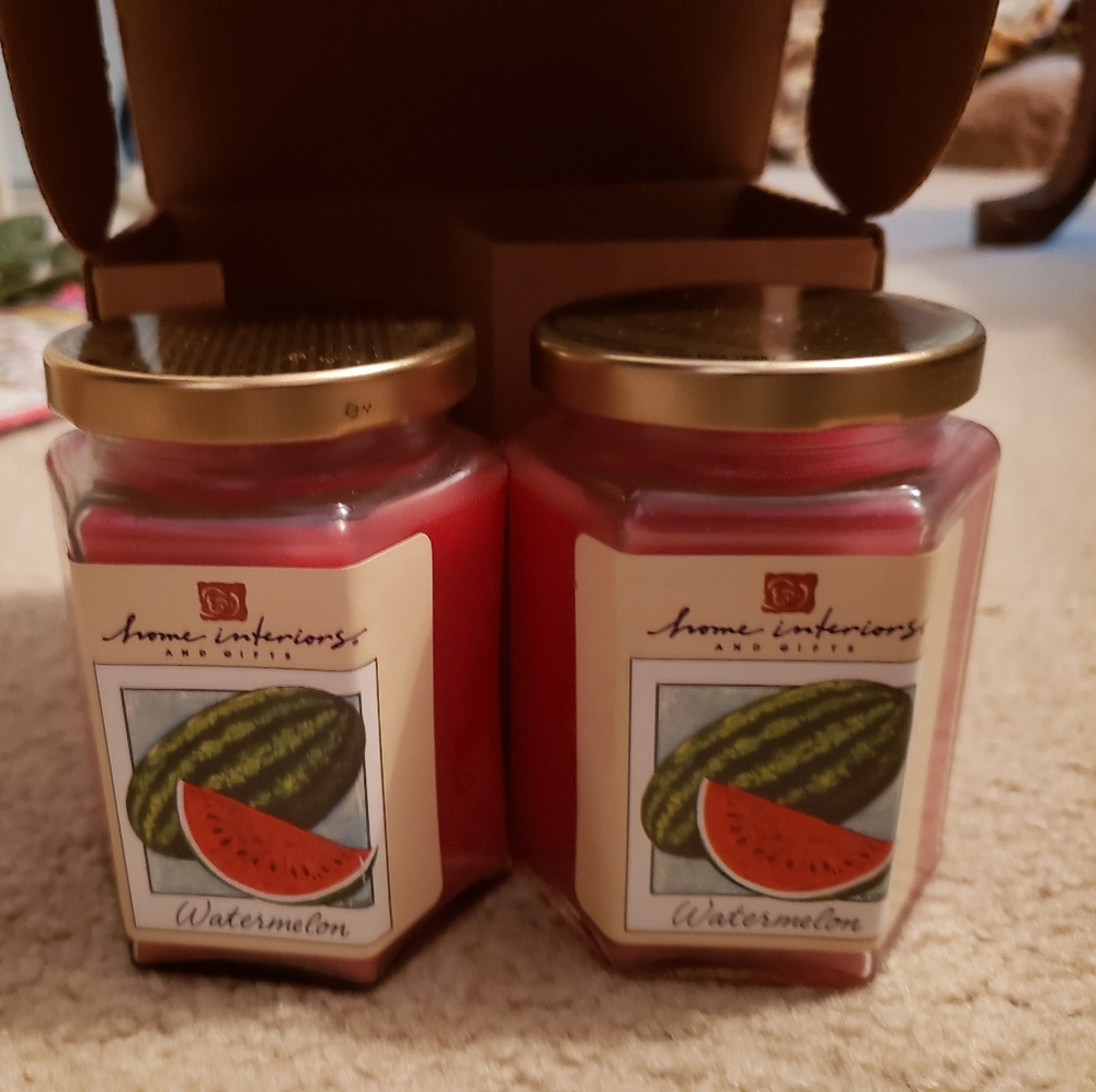 Home interiors watermelon small candle
